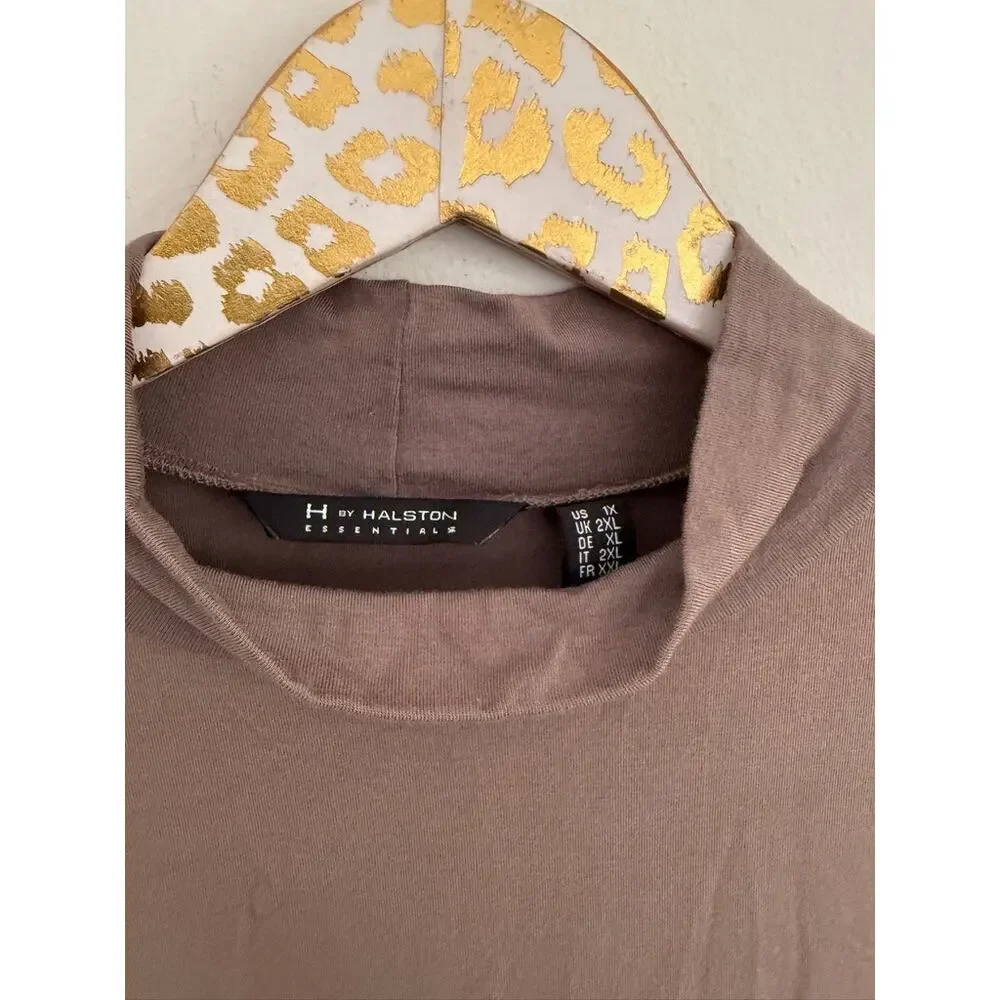 H by Halston Women's Tan Funnel Neck Tunic Top | Size 1X